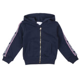 Navy blue zipper Hoodie with logo tape (Boy)