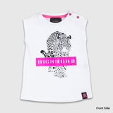 White sleeveless t-shirt with printed logo (Girl)