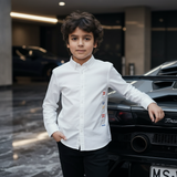 White Shirt with Vertical Embroidered logo (Boy)