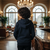 Navy blue zipper Hoodie with logo tape (Boy)