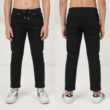 Black straight pants with logo patch (Boy)