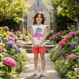 White sleeveless t-shirt with printed logo (Girl)