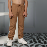 Brown Straight Pants With Patch Logo (Unisex)