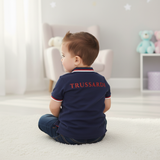 Navy blue greyhound logo, Polo T-shirt (Boy)