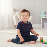 Navy blue greyhound logo, Polo T-shirt (Boy)