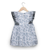 Double Ruffle Cool Blue Monochrome Frock