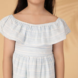 Peek-a-blue Off-shoulder Dress