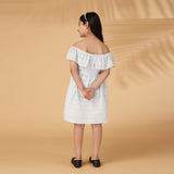 Peek-a-blue Off-shoulder Dress