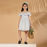 Peek-a-blue Off-shoulder Dress