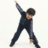 Navy blue zipper Hoodie with logo tape (Boy)