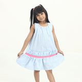 ⁠A-line striped dress with tiered hem (Girl)