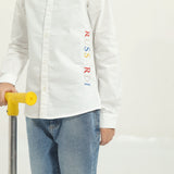 White Shirt with Vertical Embroidered logo (Boy)