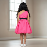 Pink off shoulder dress with logo belt (Girl)