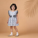 Double Ruffle Cool Blue Monochrome Frock
