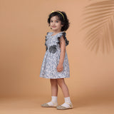 Double Ruffle Cool Blue Monochrome Frock