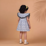 Double Ruffle Cool Blue Monochrome Frock