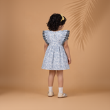 Double Ruffle Cool Blue Monochrome Frock