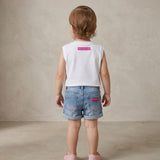 White sleeveless t-shirt with printed logo (Girl)