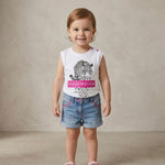 White sleeveless t-shirt with printed logo (Girl)