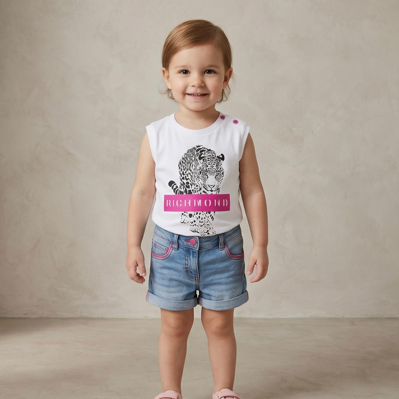 White sleeveless t-shirt with printed logo (Girl)