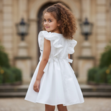 White gathered dress with ruffled details (Girl)