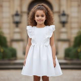 White gathered dress with ruffled details (Girl)